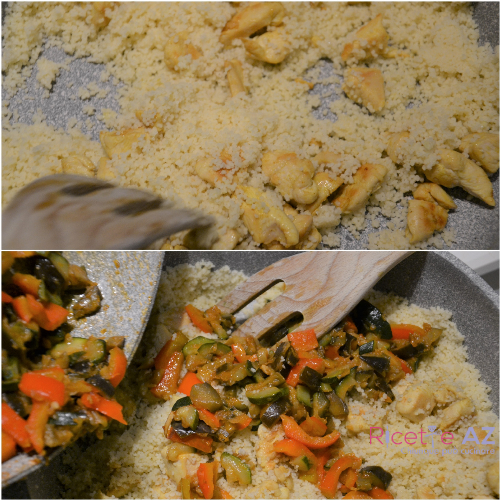 Cous cous verdure e pollo ripassato in padella